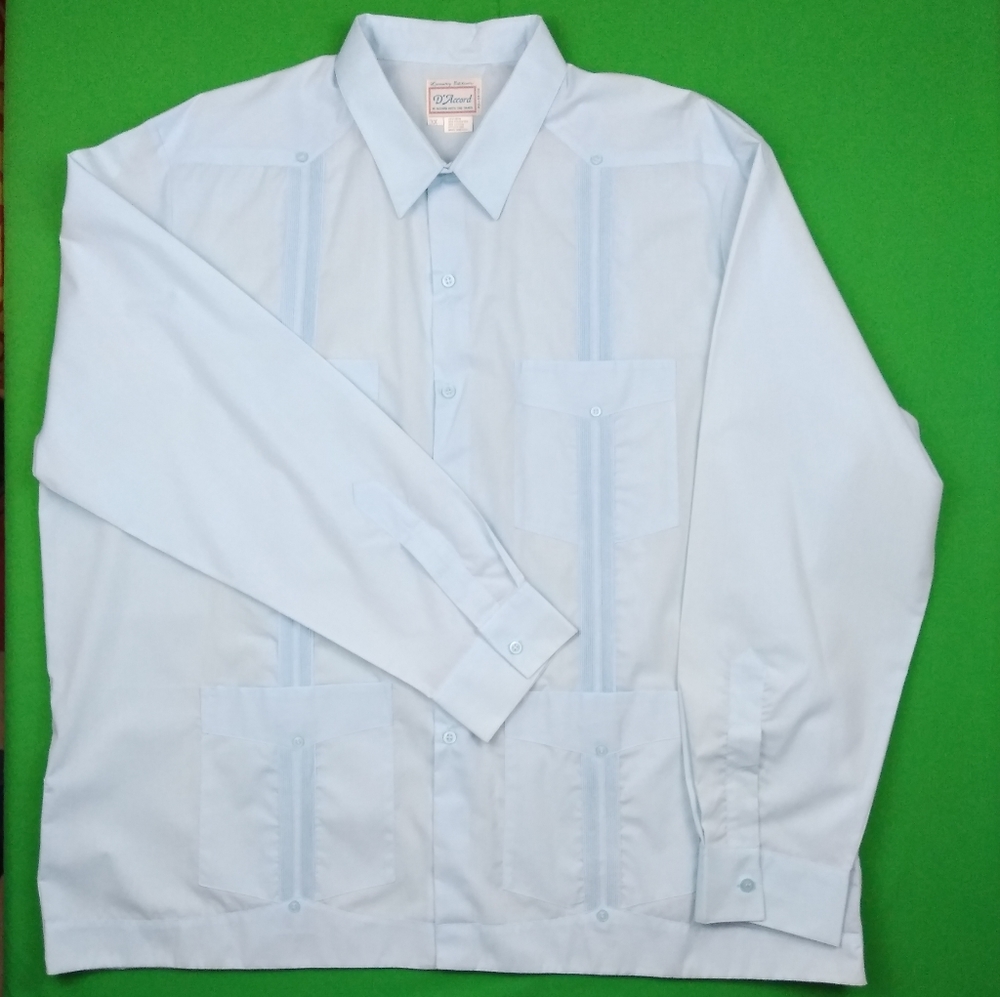 NEW Men's D'Accord Blue Long Sleeve Guayabera